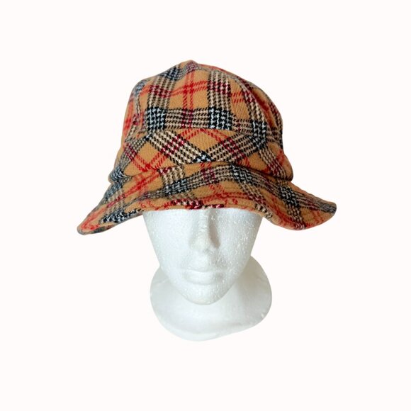 Vintage Fall Vibes Bucket Hat Windowpane Plaid Adjustable Drawstring For Women - Picture 4 of 11